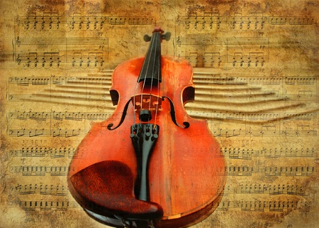 Retro musical  grunge violin backgroundの写真素材