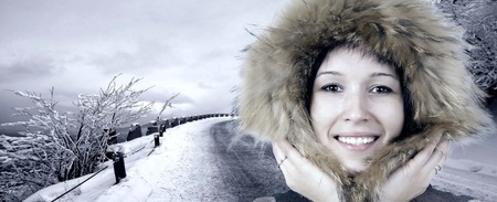 Portrait of happiness young woman in winter hat
