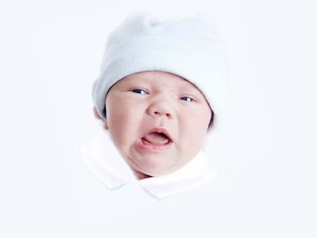 Newborn baby on the light backgroundの写真素材