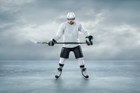 Ice hockey player on the iceの写真素材