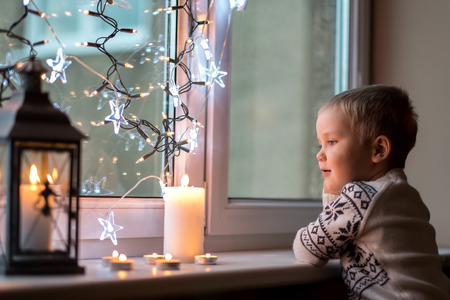 Child at Christmas eve and New Yearの写真素材