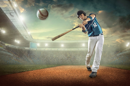 Baseball players in action on the stadium.