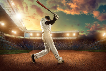 Baseball players in action on the stadium.
