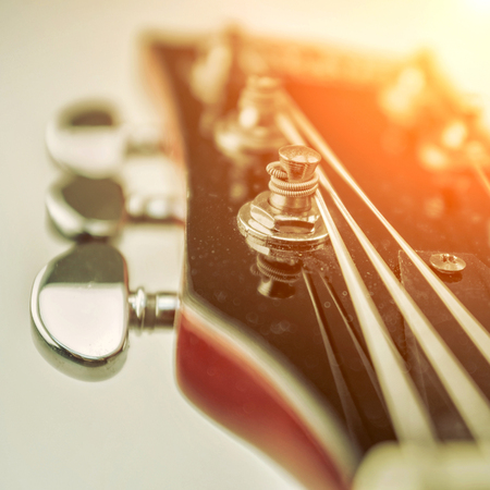 Rock guitar. Close-up view part of guitar, very popular musical instrument of the world.