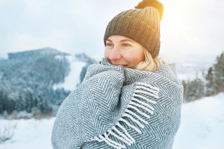 Happy woman traveler Freedom, Holidays concept.の写真素材