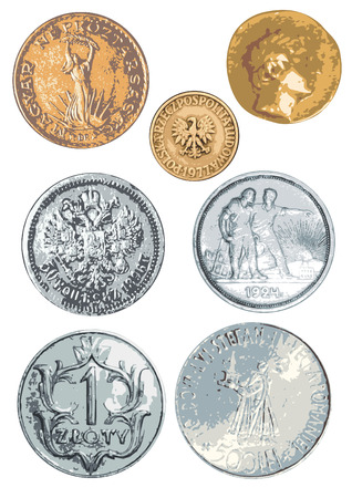 Separate coins of the various countries and timesのイラスト素材