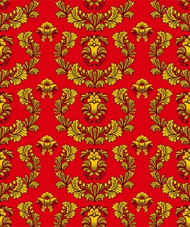 Seamless vegetative pattern in traditional Russian style.のイラスト素材
