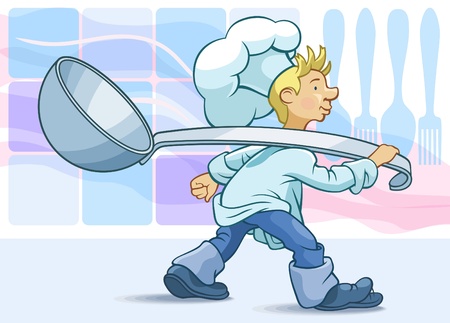 The small assistant to the cook hastens for workのイラスト素材