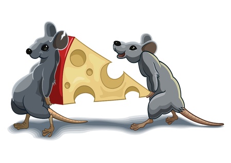 Two mouses carry piece of the cheeseのイラスト素材
