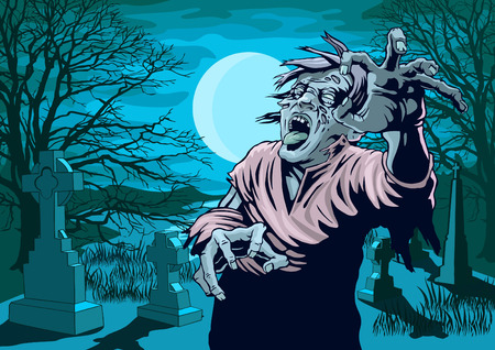 Caricatures revived a dead man to the cemeteryのイラスト素材