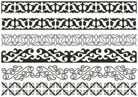 Monochrome pattern in traditional Kazakh styleのイラスト素材