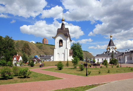 Bell tower of the Holy Assumption Monastery in the city of Krasnoyarsk.のeditorial素材