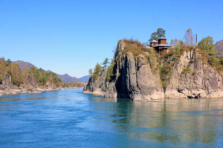 Church of the Apostle John the Theologian on the island of Patmos. The village of Chemal. Altai Republic. Russiaの写真素材