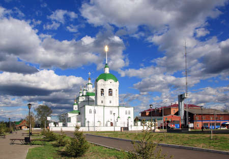 Epiphany Cathedral (1732-1750) on the square in the historical center of Yeniseysk.の写真素材