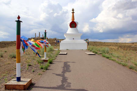 Tyva Republic. Russia - June 2019. Stupa (Suburgan) - a Buddhist architectural and sculptural religious building. Mostly presented in monolithic form; less common are stupas having an internal room.の写真素材