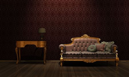interior grunge room with classic sofaの写真素材