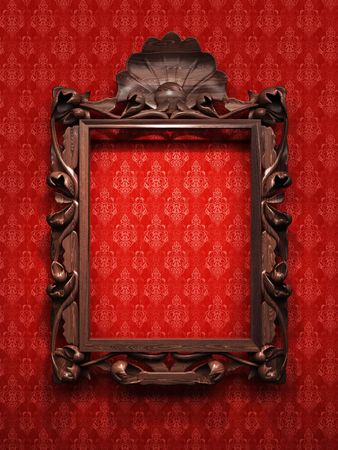 Wooden carved Frame for pictureの写真素材