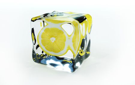 Lemon Frozen In Ice Cubeの写真素材