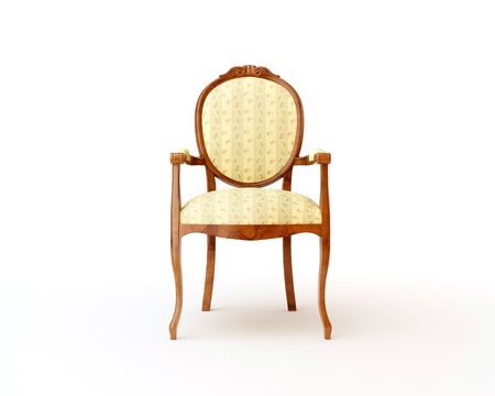 antique wooden chair isolated on white backgroundの写真素材