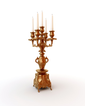 A 5 post candelabra isolated against a white backgroundの写真素材