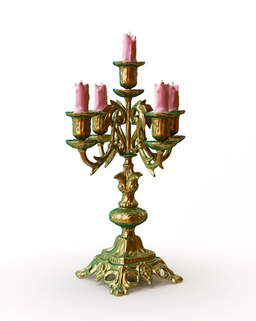 A 5 post candelabra isolated against a white backgroundの写真素材