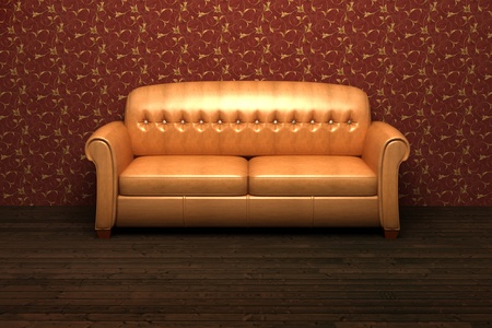 orange sofa in the living roomの写真素材