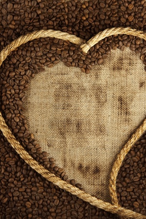 coffee beans and burlapの写真素材