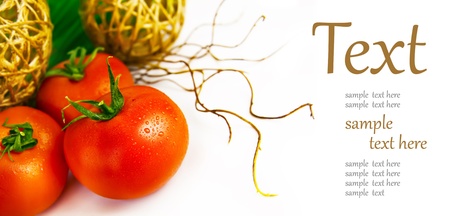 Fresh ripe tomatoes  (With sample text)の写真素材