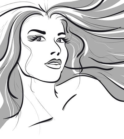 beauty girl face. (Vector Illustratio)のイラスト素材