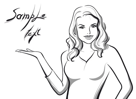 Showing businesswoman. (Vector Illustratio)のイラスト素材