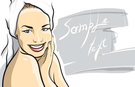 a person happy woman in the spa salon  (With sample text)のイラスト素材