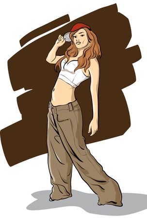 beautiful girl hip hop dancer  Vector Illustratio のイラスト素材