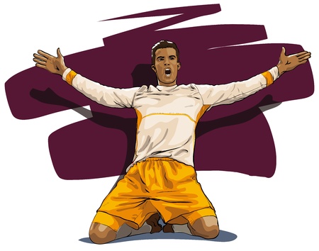 football player, a triumph of victory (Vector Illustratio)のイラスト素材