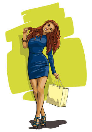 Happy women have made a purchase  (Vector Illustratio)のイラスト素材