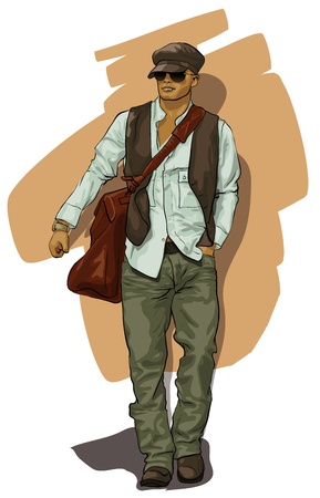 nice man in stylish clothes (Vector Illustratio)のイラスト素材