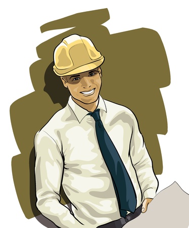 professional young engineer in the helmet  (Vector Illustratio)のイラスト素材