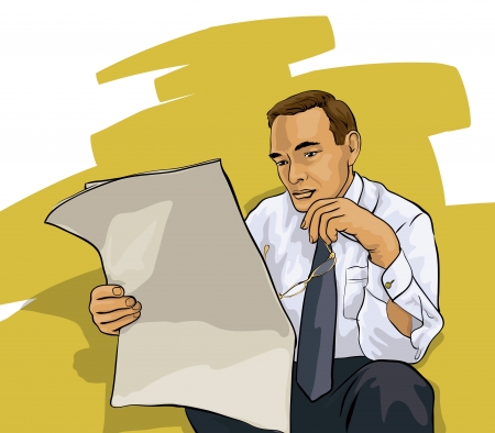 a man reading a newspaperのイラスト素材