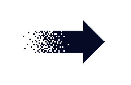 Pixel black arrow Isolated element on white background Gradient design Vector illustration.のイラスト素材