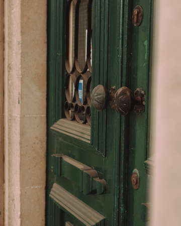 Beautiful green door in old building in Cyprus