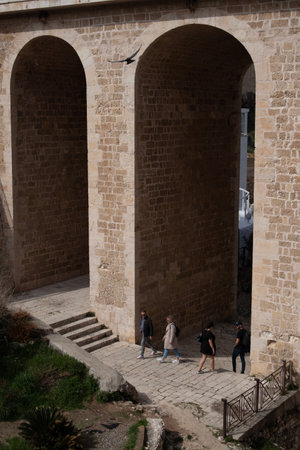 Aqueduct in old town in Polignano a Mare city