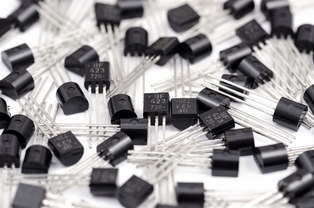 Bipolar transistors batch. Close up photoの写真素材