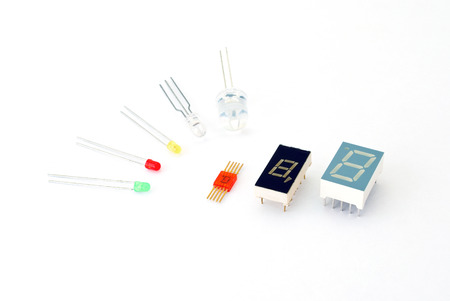Leds and letter-digital indicator on the white background