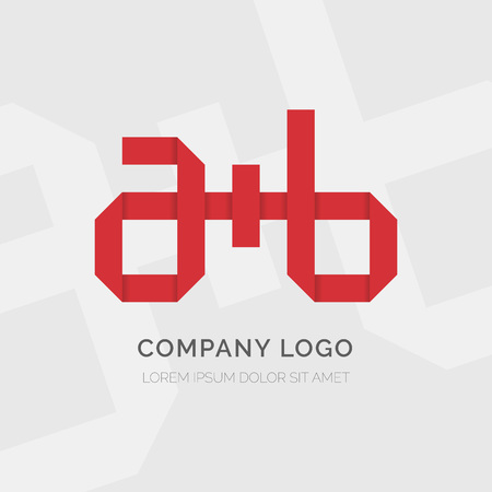 Creative letter A plus B vector logo design. Vector sign. Character logotype symbols. Logo icon design. Origami lettersのイラスト素材
