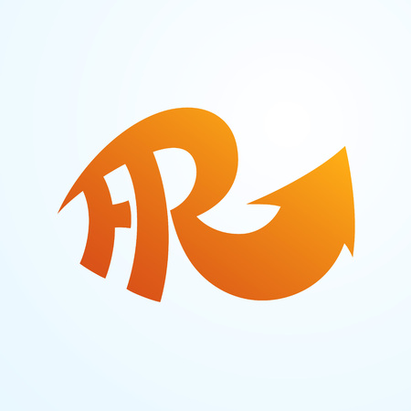 Creative FR letter vector logo design. FR Vector sign. Character logotype symbols. Logo icon designのイラスト素材