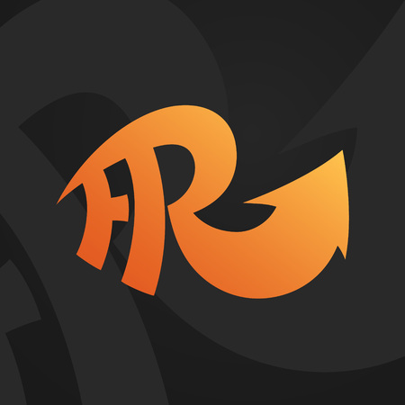 Creative FR letter vector logo design. FR Vector sign. Character logotype symbols. Logo icon designのイラスト素材