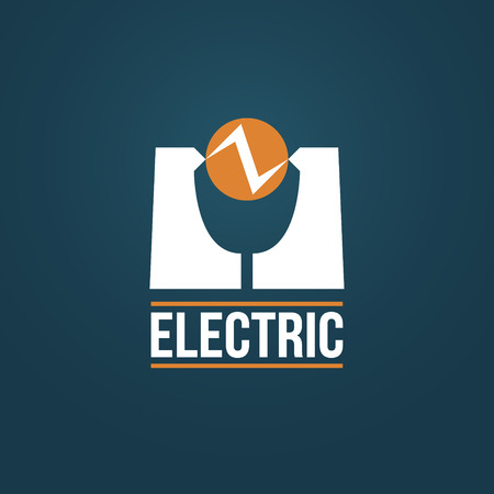 Creative electrical vector logo design. Electric discharge between contacts vector icon signのイラスト素材