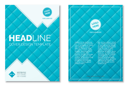 Cover Design Template in A4 size. Blue squares. Annual report brochure design vector. Flyer layout with abstract backgroundのイラスト素材