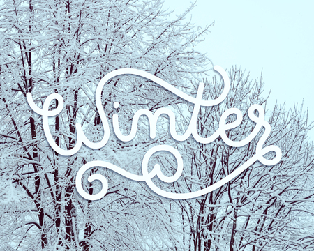 Winter landscape with hand lettering. Marker calligraphyの写真素材
