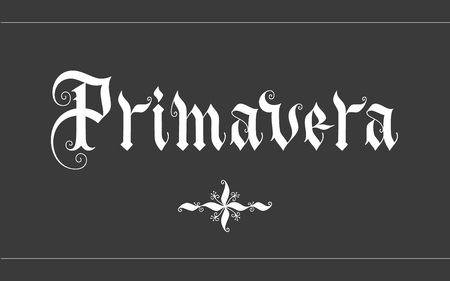 Primavera hand lettering vector illustration. Parallel pen gothic calligraphyのイラスト素材