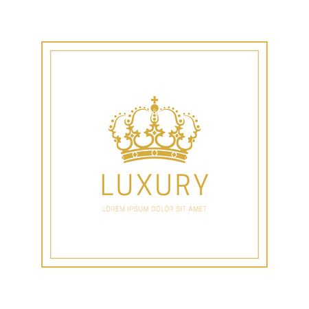 Vintage Crown abstract Logo design. King and Queen Royal symbol. Premium and luxury Logotype concept icon vector template.のイラスト素材